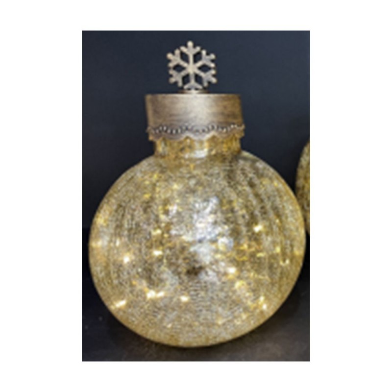 Χρυσή Αντικέ Γυάλινη Φωτιζόμενη Μπάλα Με Χιονονιφάδα Στην Κορυφή Φ20x30.5Εκ Μπαταρίας Iliadis