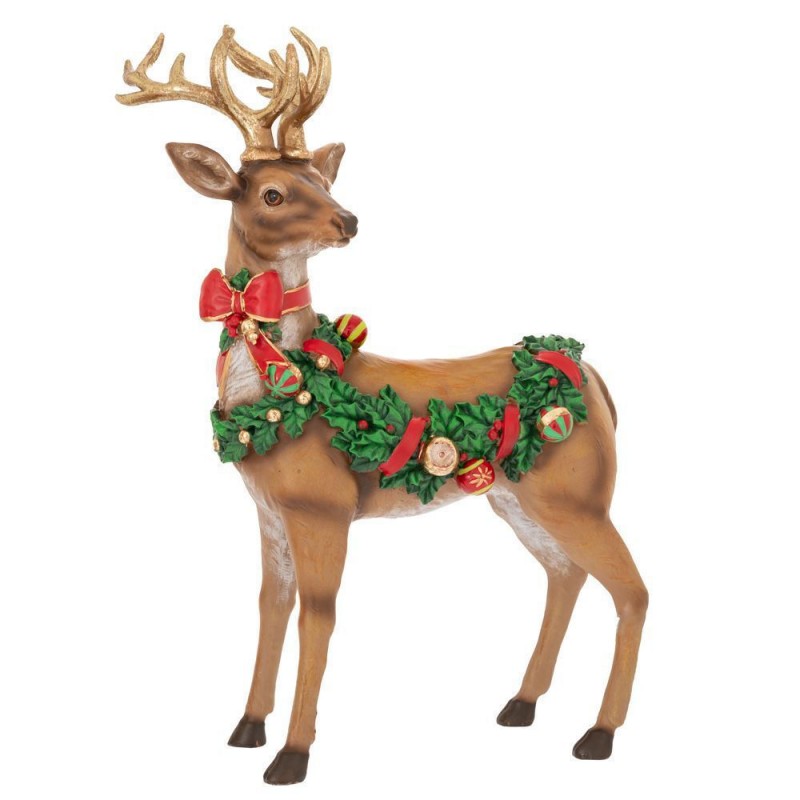 Χριστουγεννιάτικο Διακοσμητικό Χρυσό Polyresin Ορθιο Ελάφι 30Χ16,5Χ40Εκ