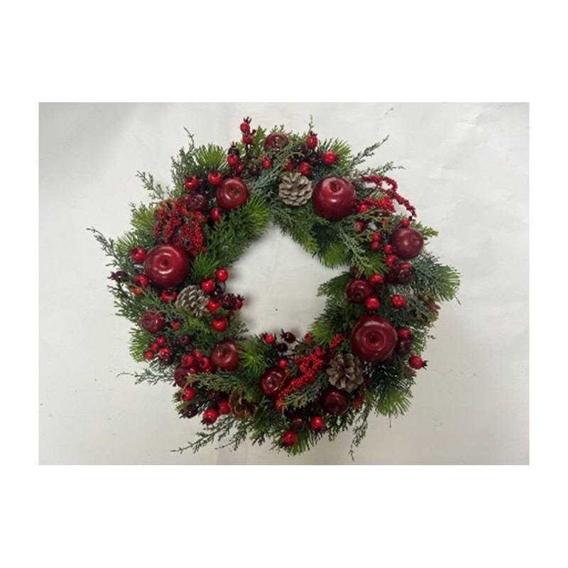 Πράσινο Στεφάνι Με Κουκουνάρια, Κόκκινα Berries Και Ρόδια 56Εκ Iliadis