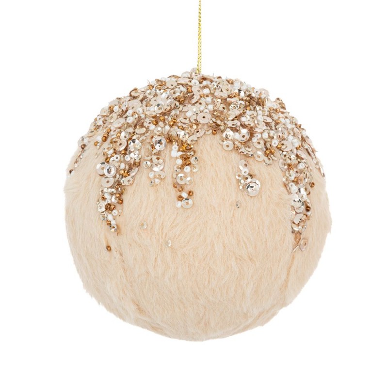 Χριστουγεννιάτικη Μπάλα Δέντρου Υφασμάτινη Χρυσή με Πούλιες 10εκ