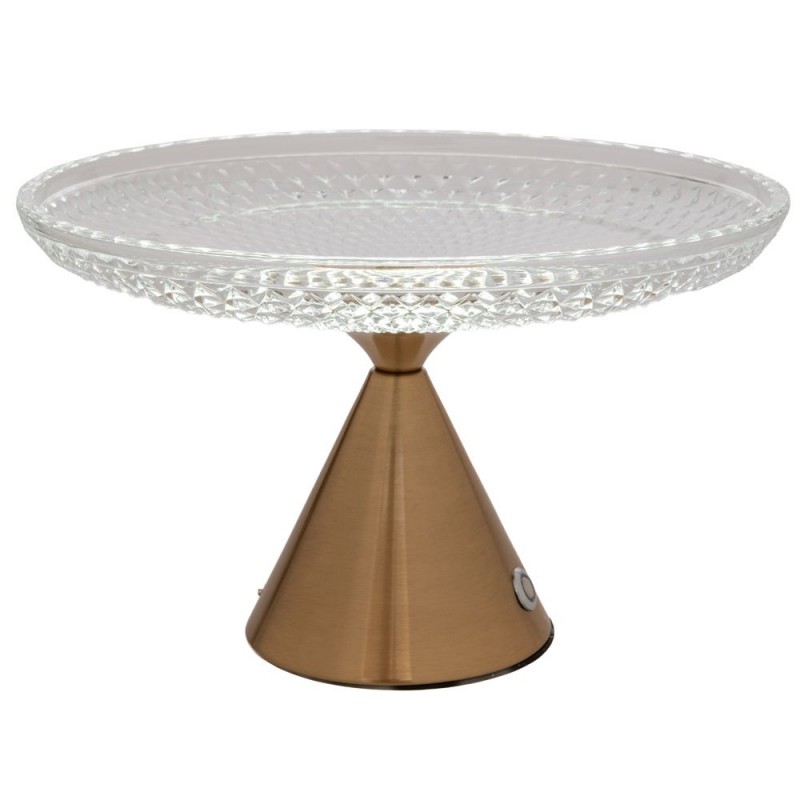 Γυάλινη Πιατέλα Σε Χρυσή Μεταλλική Βάση Με Λάμπα Usb Φ30Χ20Εκ Iliadis