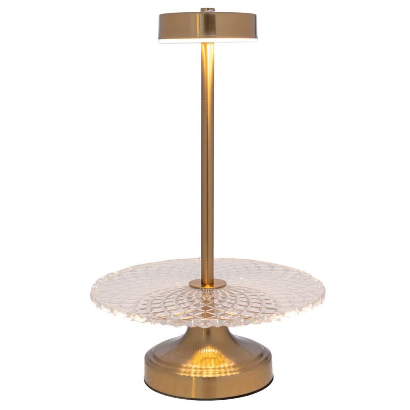 Γυάλινη Πιατέλα Σε Χρυσή Μεταλλική Βάση Με Λάμπα Usb Φ25x40Εκ Iliadis