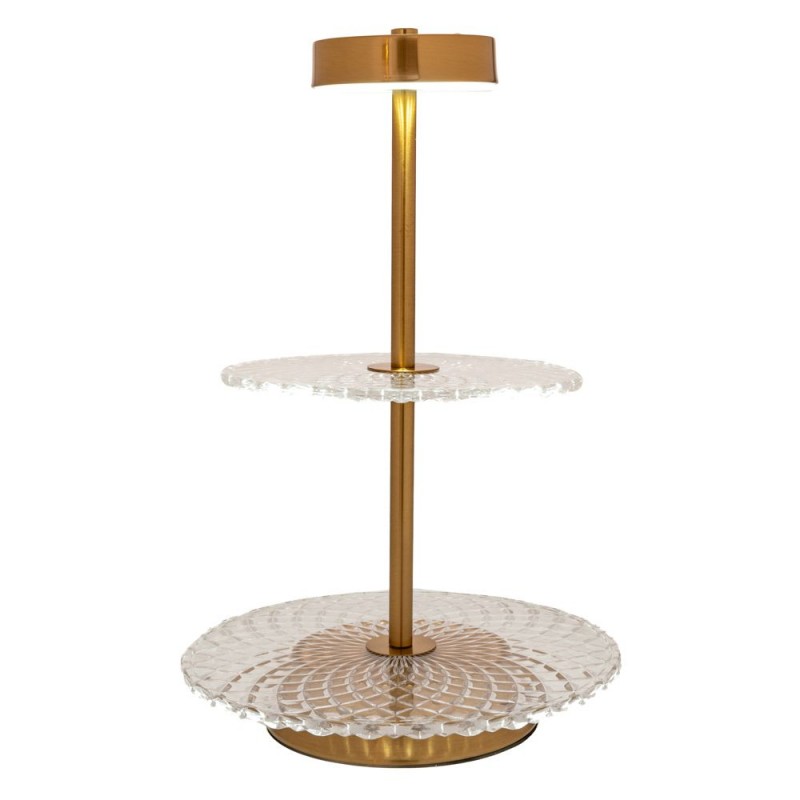 Διώροφη Γυάλινη Πιατέλα Σε Χρυσή Μεταλλική Βάση Με Λάμπα Usb Φ25 20x40Εκ Iliadis