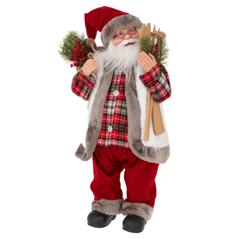 Άγιος Βασίλης Κόκκινος Καρό Υφασμάτινος 50Εκ