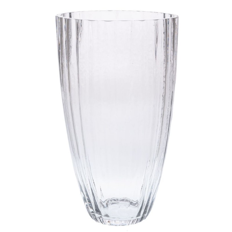 Γυάλινο Διάφανο Βάζο Ριγέ Φ17Χ30 Εκ Iliadis