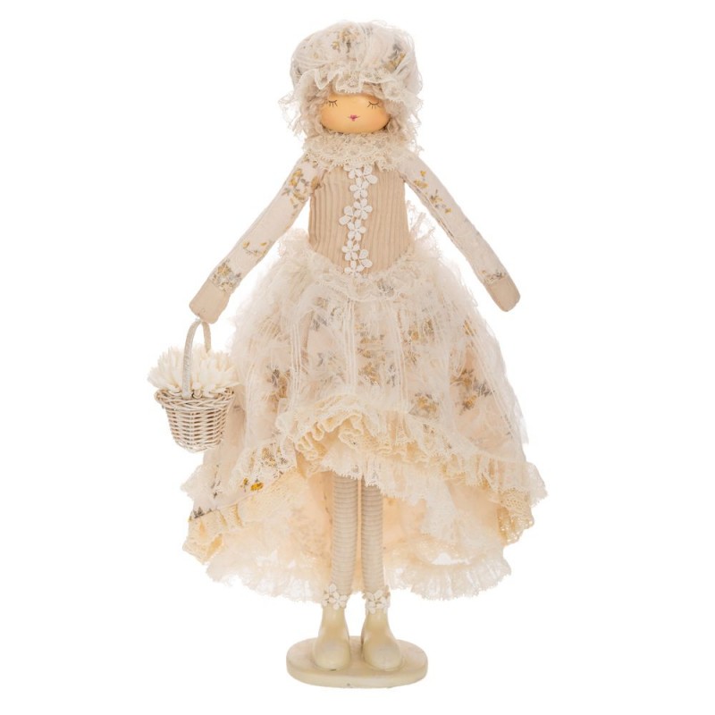 Μπεζ Υφασμάτινη Νεράιδα Με Φόρεμα Εποχής 27.5x24x47Εκ Iliadis