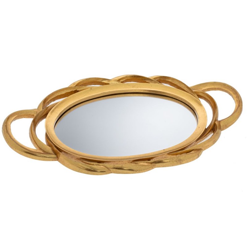 Δίσκος Χρυσός Μπρονζέ Πολυρεζίνης Με Επιφάνεια Καθρέφτη Και Σχέδια Κύκλους 48.5x28x5Εκ Iliadis