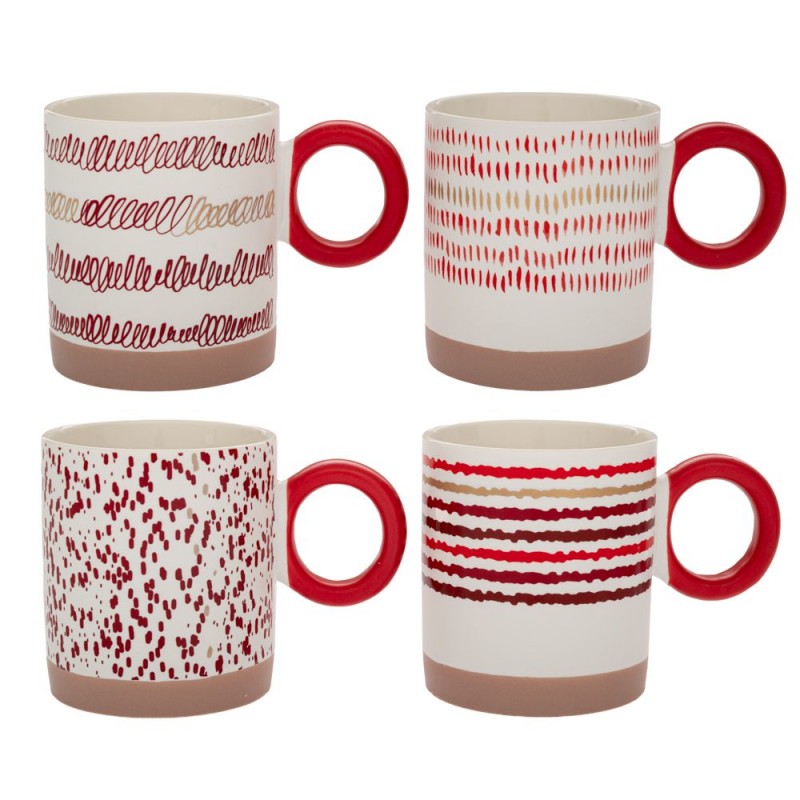 Κεραμική Κούπα Με Κόκκινες & Λευκές Λεπτομέρειες Σε 4 Σχέδια Iliadis