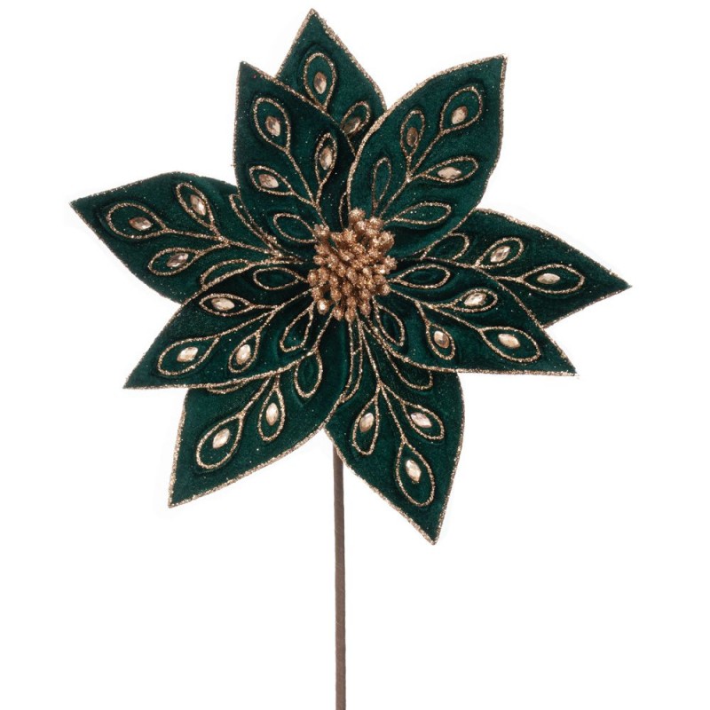 Σμαραγδί Βελούδινο Αλεξανδρινό Με Διαμαντάκια Κλαδί 60Εκ Iliadis