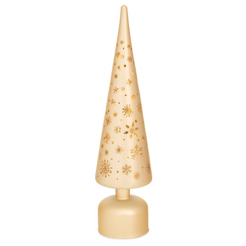 Χρυσό Γυάλινο Δέντρο Με Led Φως 9.5x9.5x40Εκ Μπαταρίας Περιστρεφόμενο Iliadis