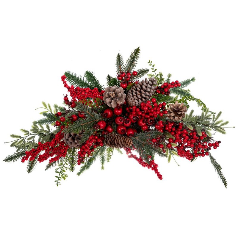 Χριστουγεννιάτικη Αψίδα Πράσινη Με Κόκκινα Berries  Και Κουκουνάρια 66Εκ