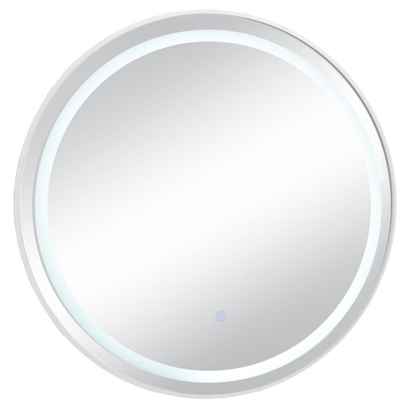 Καθρέπτης Τοίχου με Λευκό Μεταλλικό Πλαίσιο & LED Φωτισμό Διαμέτρου 70cm Iliadis