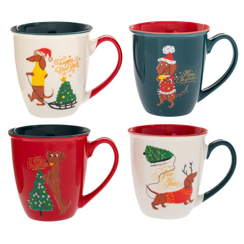Κεραμική Κούπα Με Χριστουγεννιάτικες Φιγούρες 4 Σχέδια Σε Κουτί 350Ml Iliadis