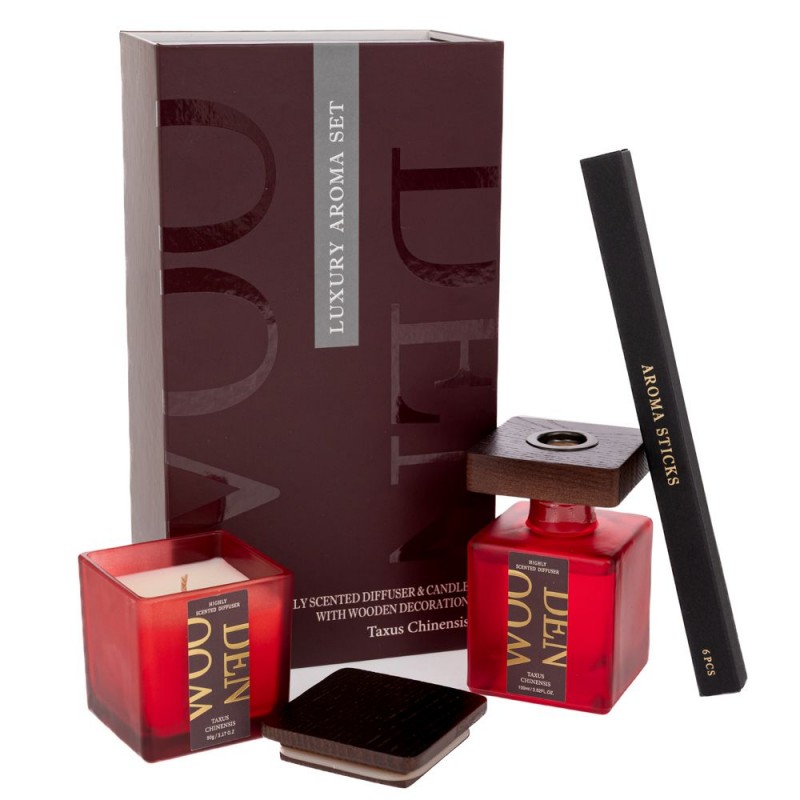Σετ 2 Αρωματικό Χώρου Με Στικ 100ml Και Κερί 90gr Σε Συσκευασία Πολυτελείας Κόκκινο Iliadis