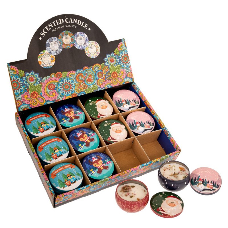 Κερί Αρωματικό Σε Μεταλλικό Κουτάκι Με Χριστουγεννιάτικες Φιγούρες 12 Σχέδια Φ6Εκ Iliadis