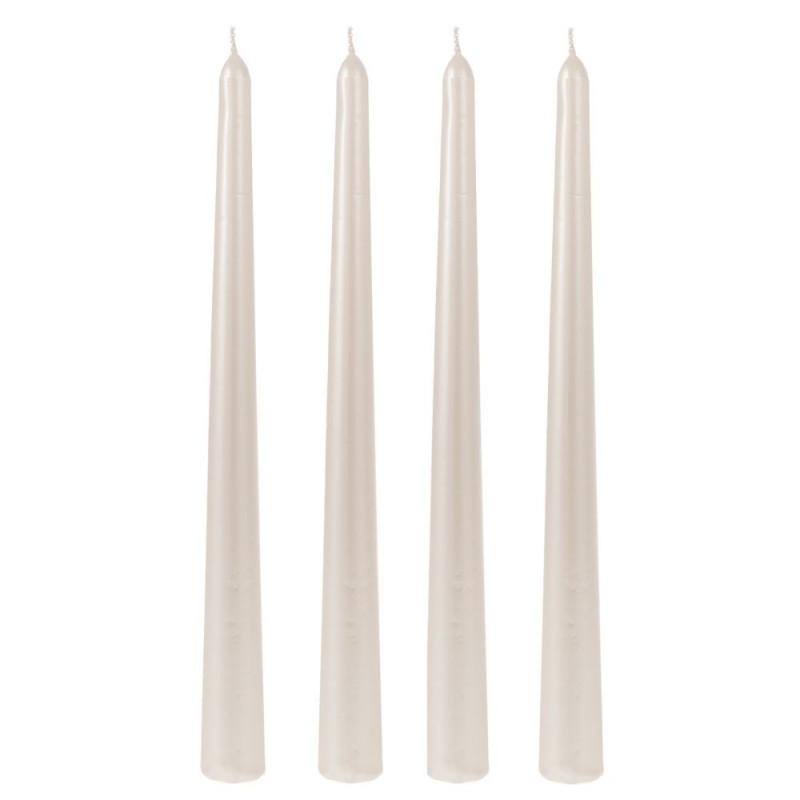 Σετ 4 Λευκό Μεταλλιζέ Βενετσιάνικο Κερί 25Εκ Iliadis