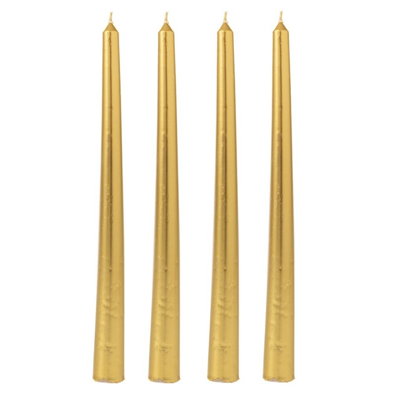 Σετ 4 Χρυσό Μεταλλιζέ Βενετσιάνικο Κερί 25Εκ Iliadis