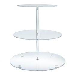 Διάφανο Ακρυλικό Στρογγυλό Τριώροφο Πλατό Φ24 30 35x35Εκ Iliadis