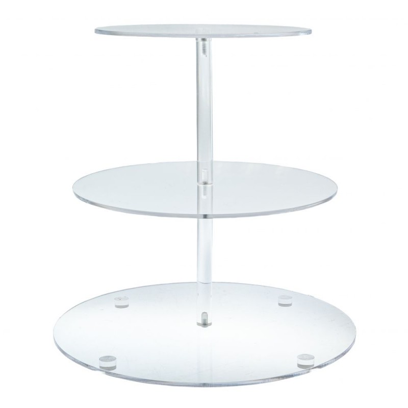 Διάφανο Ακρυλικό Στρογγυλό Τριώροφο Πλατό Φ24 30 35x35Εκ Iliadis