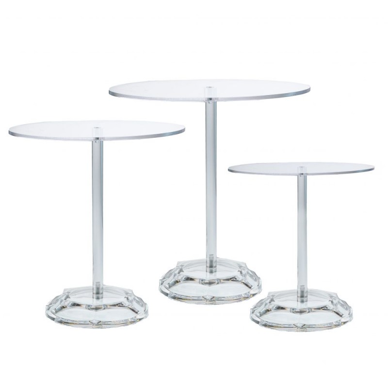 Σετ 3 Διάφανες Ακρυλικές Στρογγυλές Πιατέλες Με Πόδι Φ20x21 Φ24x26 Φ30x31Εκ Iliadis