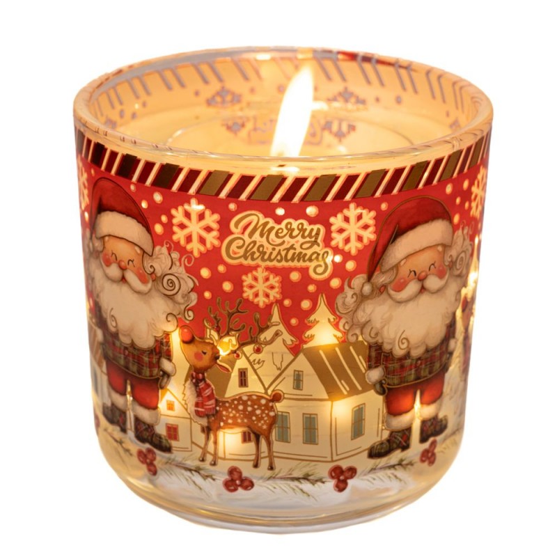 Κερί Σε Βαζάκι Με Άγιο Βασίλη Και Αισθητήρα Με Λαμπάκια Φ10x10Εκ 2 Σχέδια Iliadis