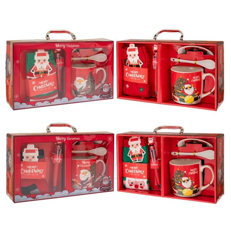 Κεραμική Κούπα Αι Βασίλη Με Κουταλάκι, Κάλτσες Και Στυλό Σε Κουτί Δώρου 4 Σχέδια Iliadis