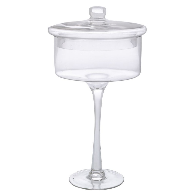 Φοντανιέρα Γυάλινη με Καπάκι και Πόδι 18x18x35cm Διάφανη Iliadis