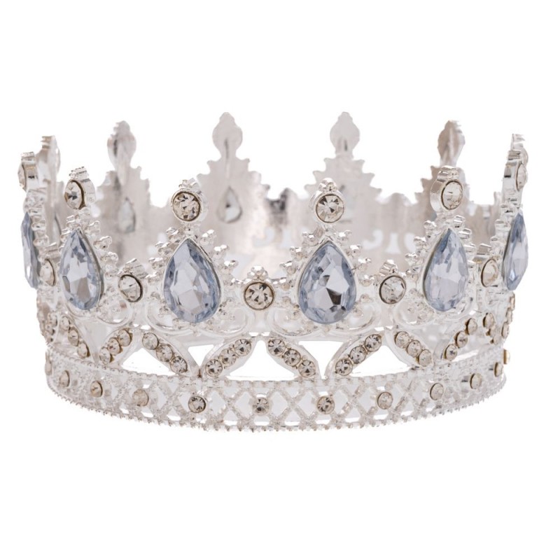 Ασημί Μεταλλική Κορώνα Με Διάφανες Πέτρες Φ10x4.5Εκ Iliadis