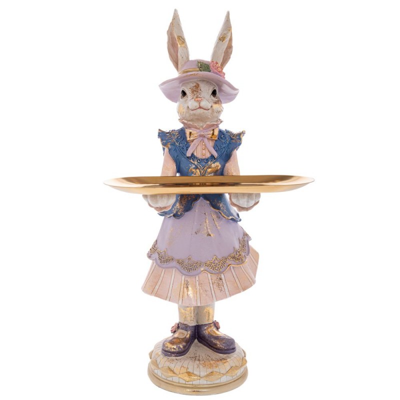 Ροζ - Χρυσό Πολυρεζίνη Λαγουδίνα Με Χρυσό Δίσκο 30x25.3x59.5Εκ Iliadis