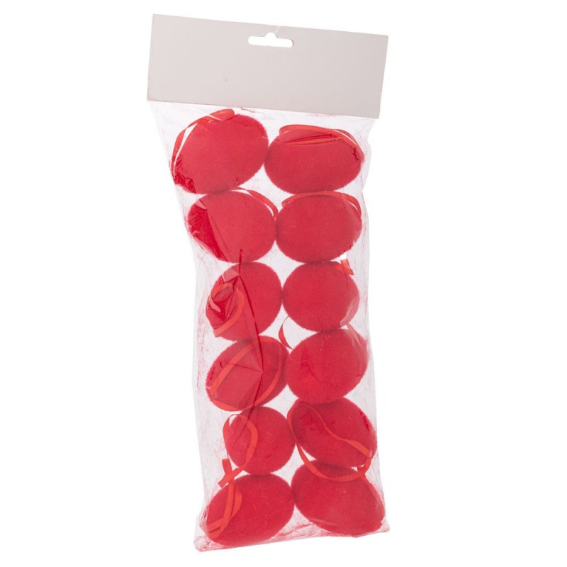 Σετ 12 Κόκκινα Κρεμαστά Χνουδωτά Αυγά 10x4Εκ Iliadis