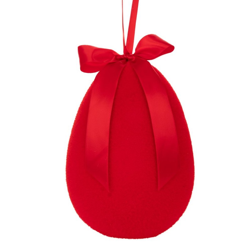 Αυγό Με Φιόγκο Κόκκινο Κρεμαστό Χνουδωτό  20 εκ