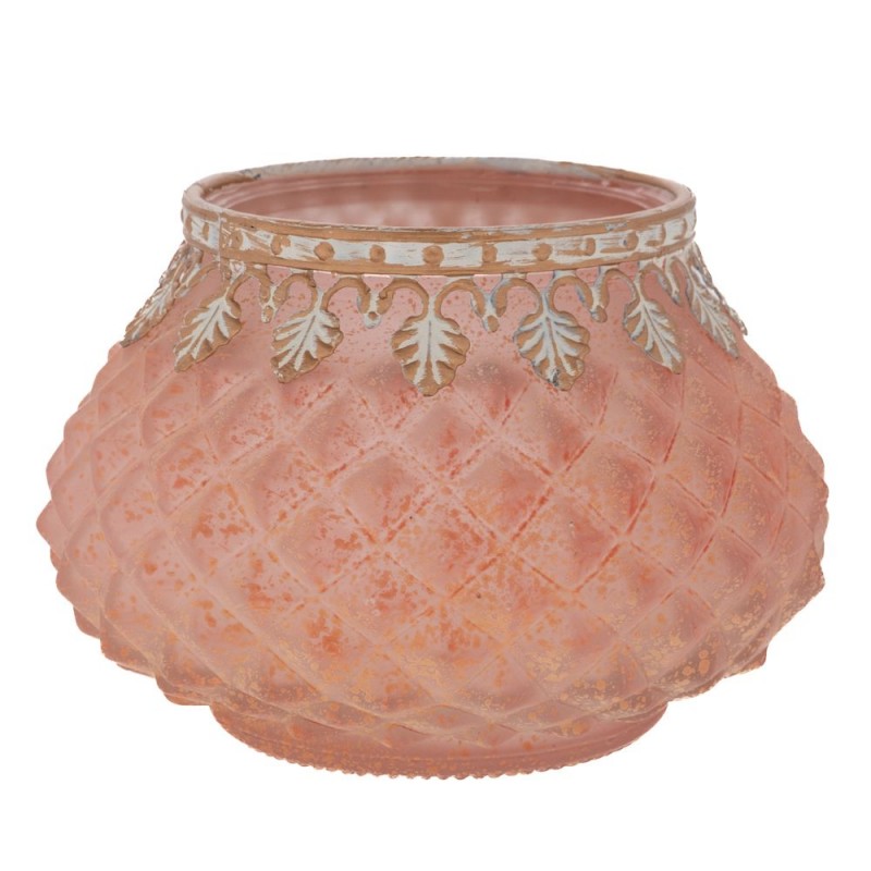 Κηροπήγιο για Ρεσώ Γυάλινο σε Ροζ Χρώμα 11.5x8x11.5εκ. Iliadis 