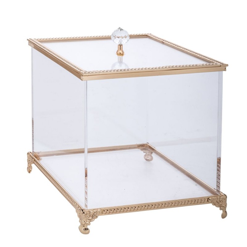 Κουτί Γενικής Χρήσης με Καπάκι & Βάση Μεταλλικό Χρυσό 15x15x20cm Iliadis