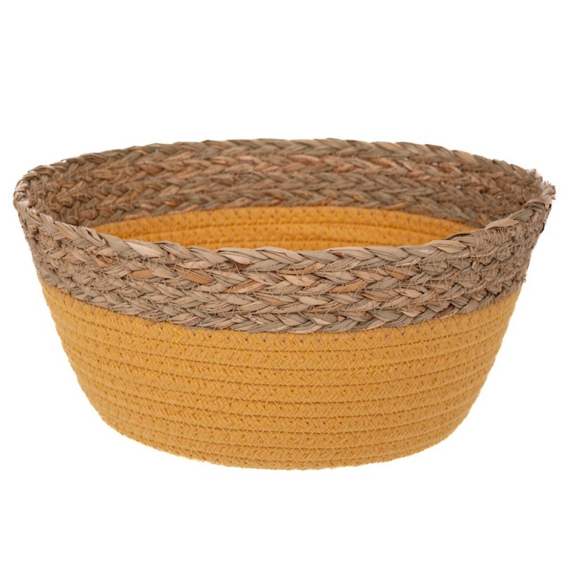 Καλάθι Διακοσμητικό Ψάθινο Κίτρινο 24x24x12εκ. Iliadis 