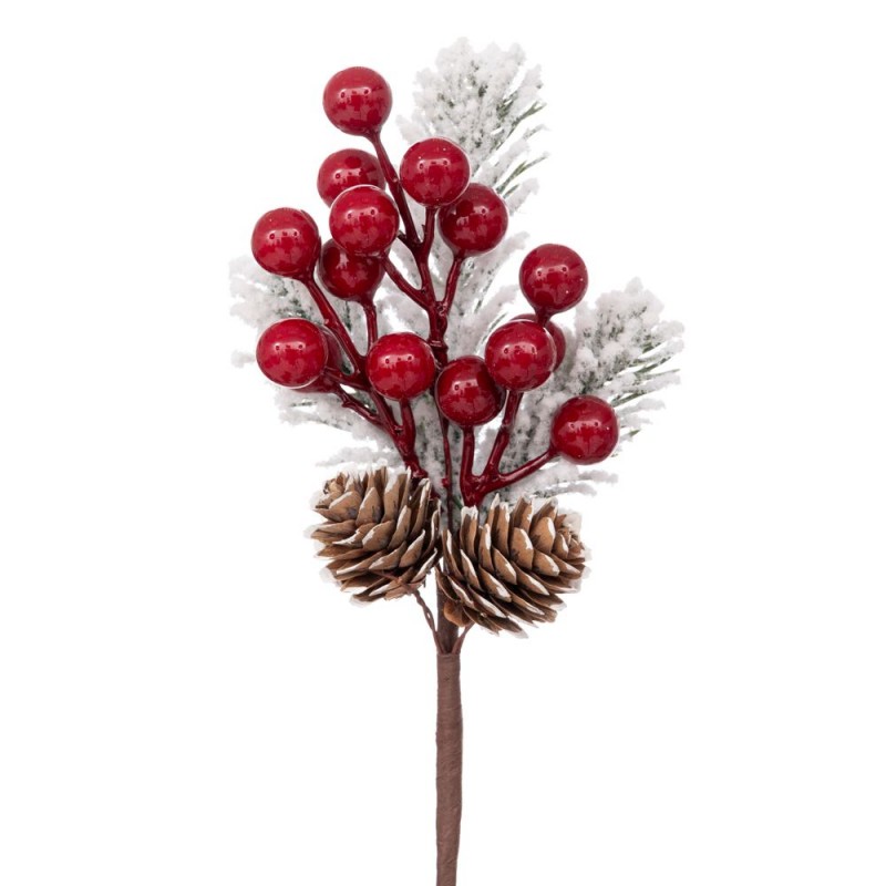 Χιονισμένο Κλαδί Με Berries Και Κουκουνάρια 24cm Iliadis
