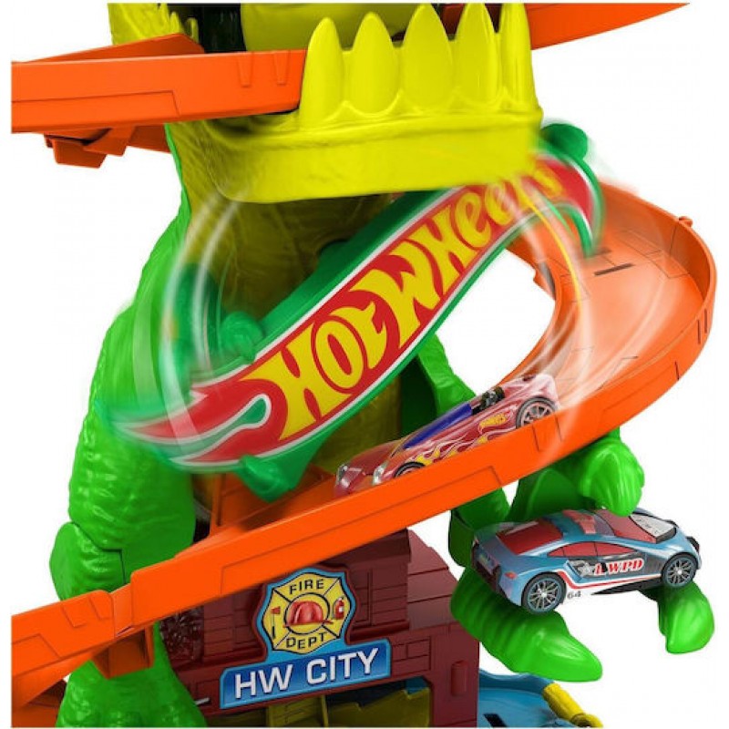 Πίστα Πυροσβεστικός Σταθμός Hot Wheels City T-Rex για 4+ Ετών