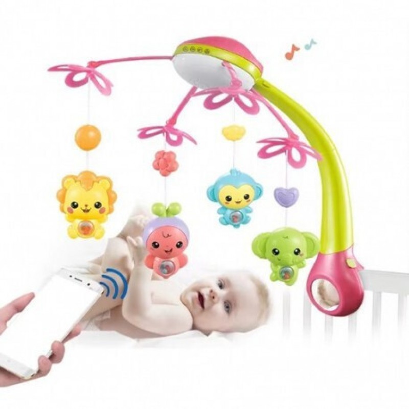  Κρεμαστό Περιστρεφόμενο Παιχνίδι Κούνιας Μπαταρίας με Bluetooth Μουσική, Φως και Προτζέκτορα και Τηλεχειριστήριο Lazarid