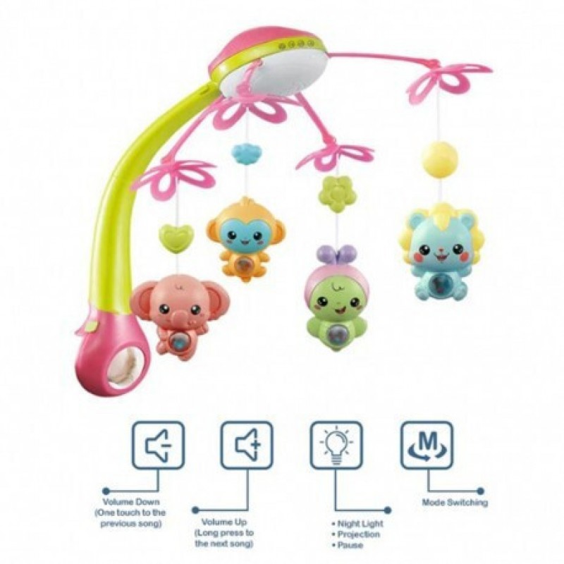  Κρεμαστό Περιστρεφόμενο Παιχνίδι Κούνιας Μπαταρίας με Bluetooth Μουσική, Φως και Προτζέκτορα και Τηλεχειριστήριο Lazarid