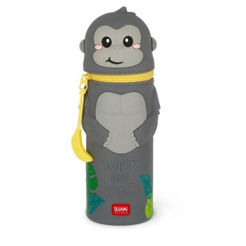 Κασετίνα Βαρελάκι Kawaii Gorilla Γκρι Legami 