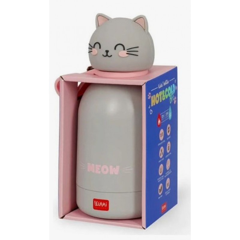Ανοξείδωτο Παιδικό Παγούρι Meow Kitty Θερμός Γκρι 310ml Milano Legami 