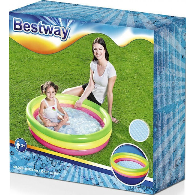 Παιδική Στρογγυλή Πισίνα PVC Φουσκωτή 102x25εκ. Bestway 