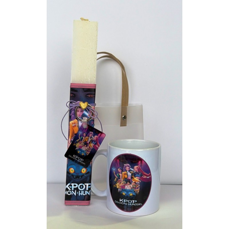 Σετ Τσάντα με Λαμπάδα και Κούπα  K POP με Μπρελόκ
