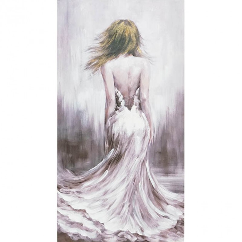 Πίνακας Καμβάς Κοπέλα Λευκό Φόρεμα Πλάτη 70x3.8x140Cm Marhome