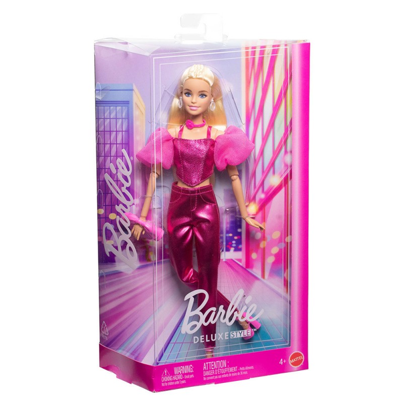 Barbie Κούκλα Deluxe Style Metallics Ροζ Κορσές