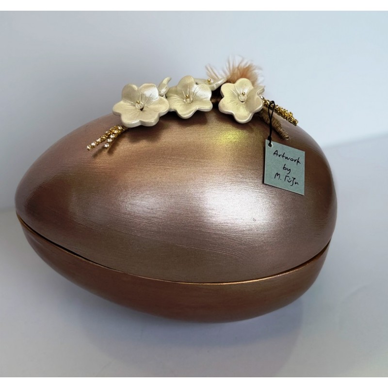 Διακοσμητικό Χειροποίητο Κεραμικό Ανοιγώμενο Αβγό Πλάγιο 18x15εκ