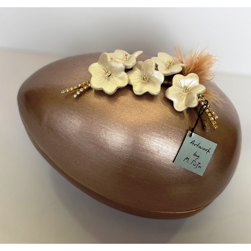 Διακοσμητικό Χειροποίητο Κεραμικό Ανοιγώμενο Αβγό Πλάγιο 18x15εκ