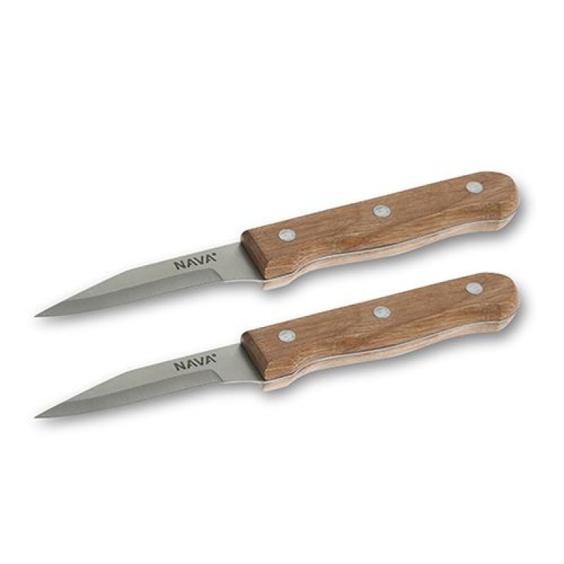 Aνοξείδωτο ατσάλινο μαχαίρι ξεφλουδίσματος με ξύλινη λαβή 8,75εκ σετ 2τεμ. 