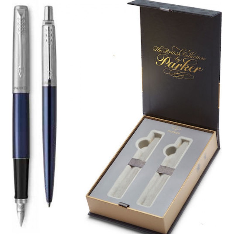 Parker Jotter Core Σετ Στυλό Ballpoint Medium με Πένα Medium από Ατσάλι Street Blue CT σε Θήκη