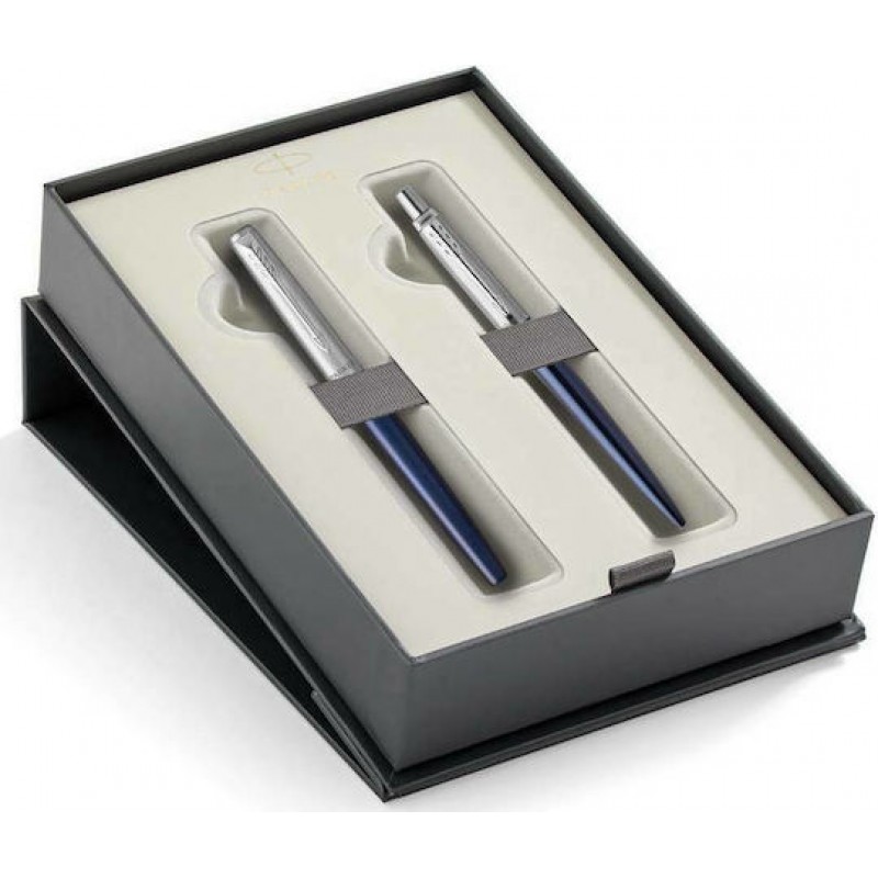 Parker Jotter Core Σετ Στυλό Ballpoint Medium με Πένα Medium από Ατσάλι Street Blue CT σε Θήκη