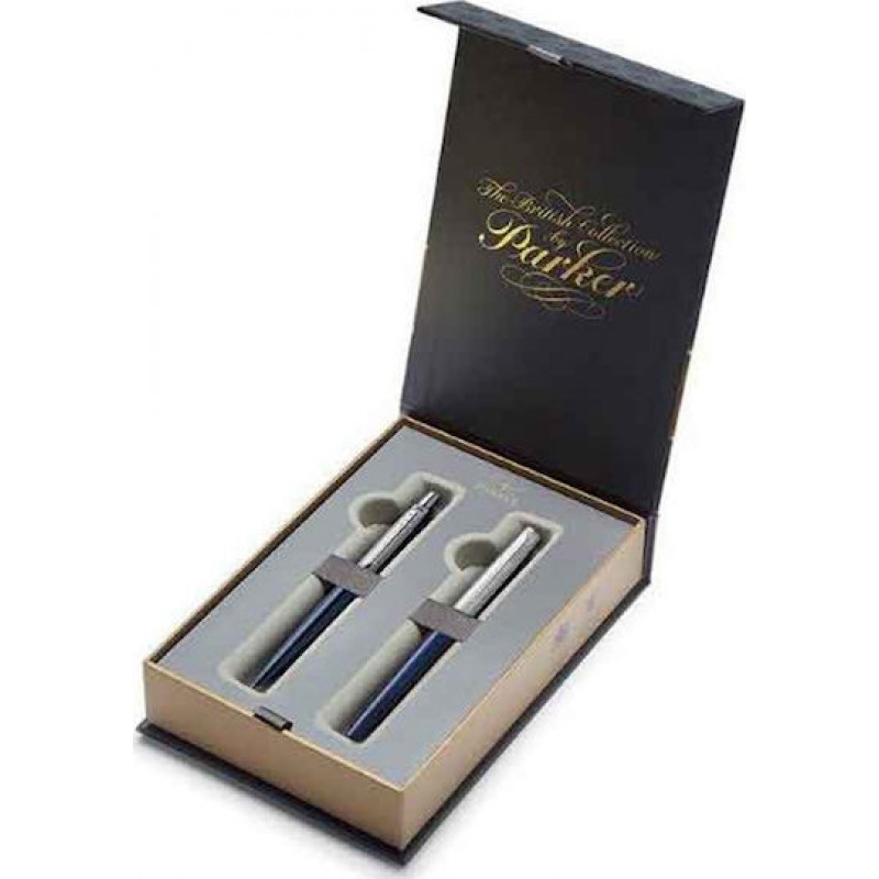 Parker Jotter Core Σετ Στυλό Ballpoint Medium με Πένα Medium από Ατσάλι Street Blue CT σε Θήκη